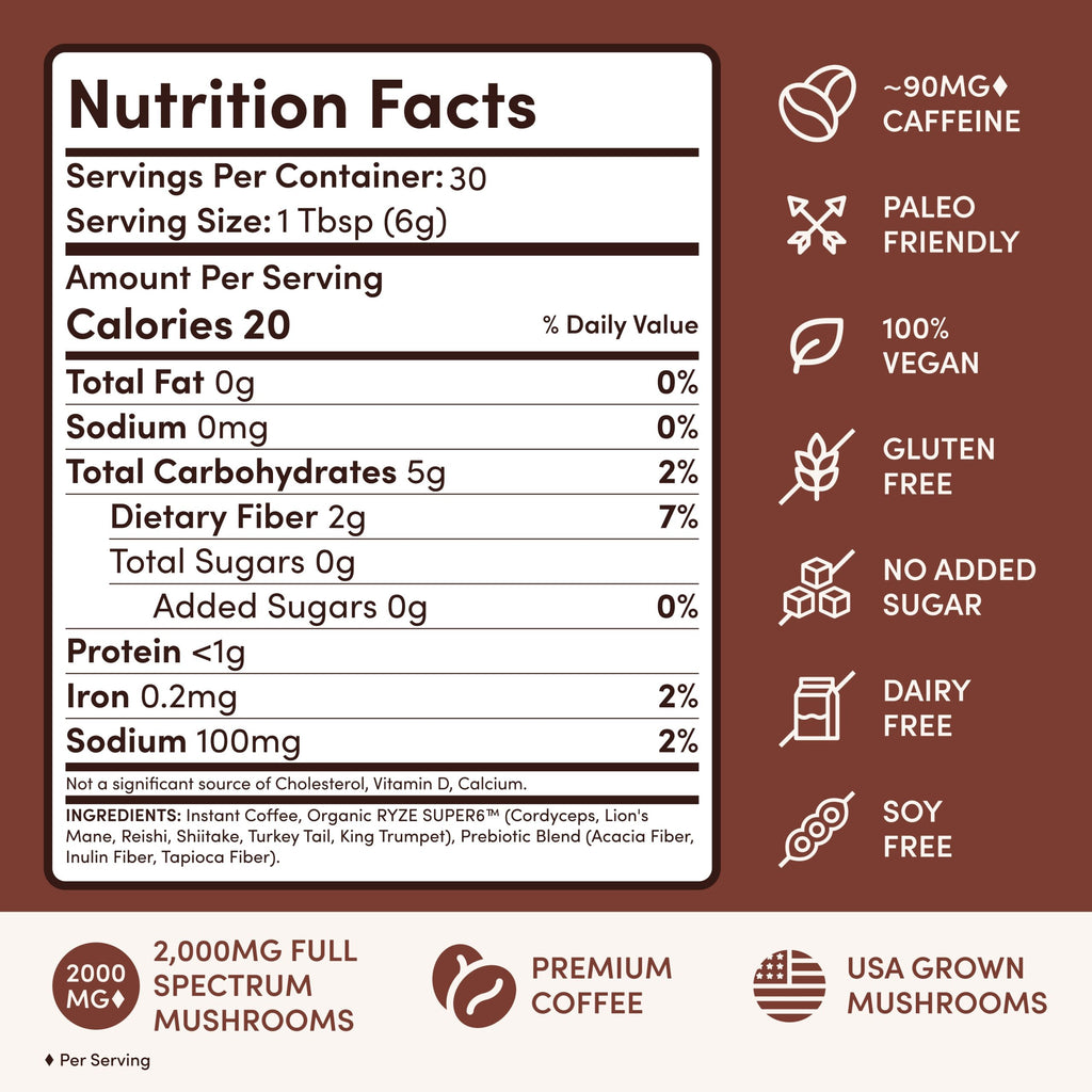 RYZE 30-Serving Dark Roast Mushroom Coffee