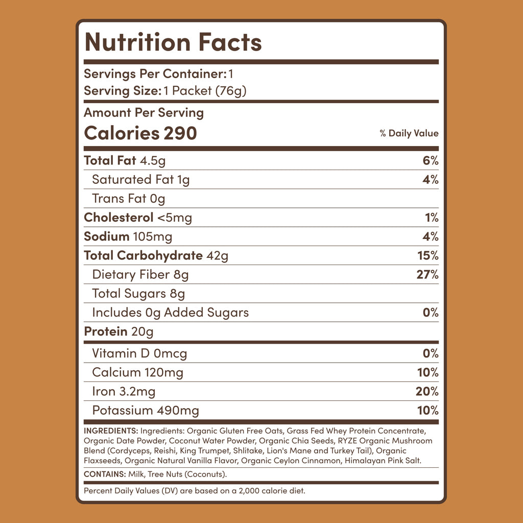 RYZE 14-Serving Mushroom Overnight Oats