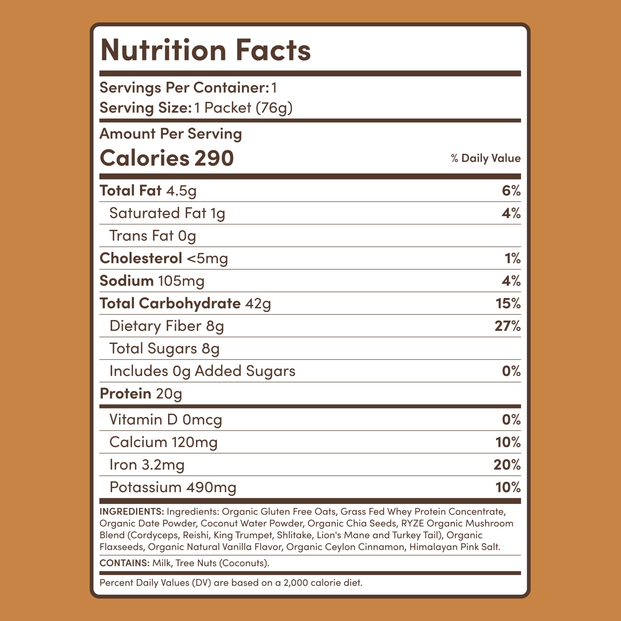 RYZE 14-Serving Mushroom Overnight Oats
