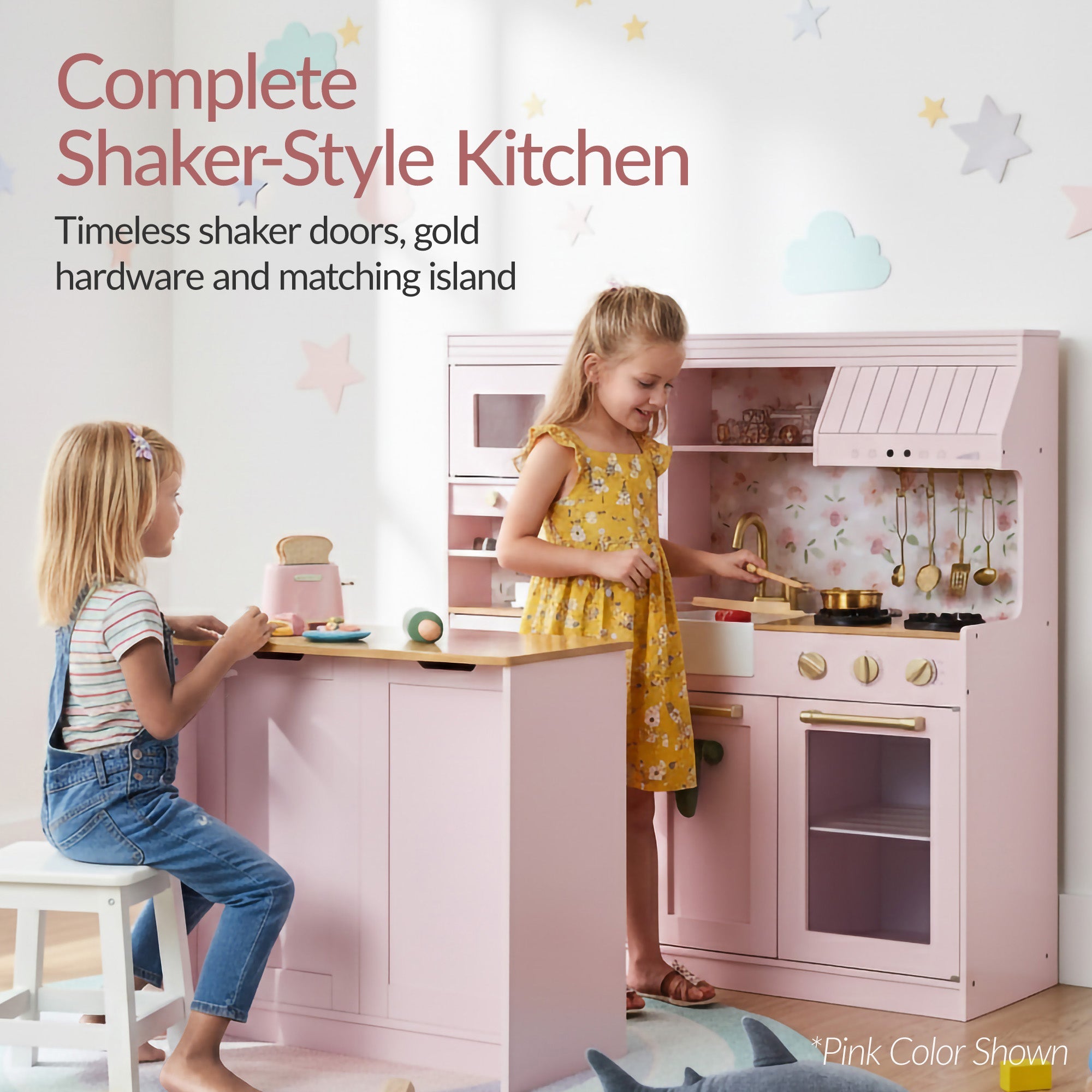Pretend Kitchen Toy Set for Kids w/Lights Sounds Island Espresso Machine