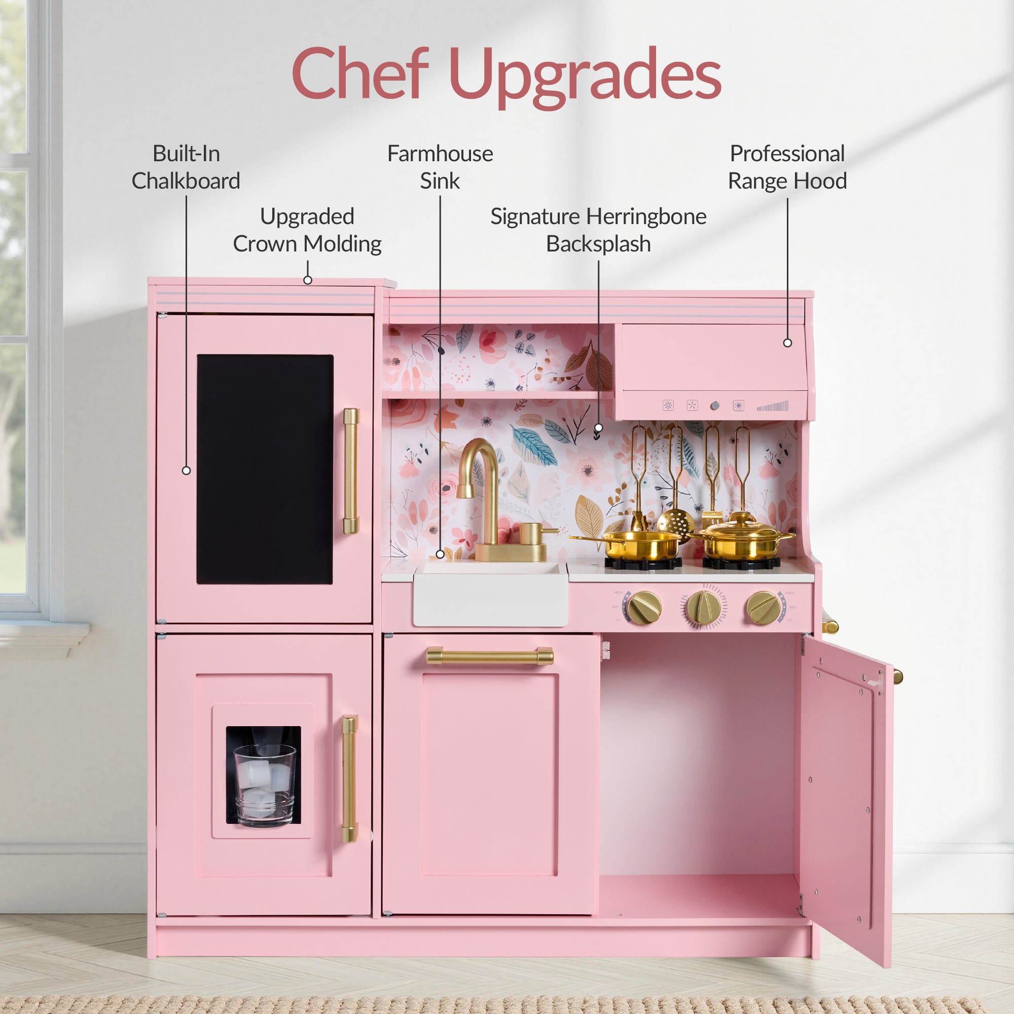 Pretend Play Kitchen with Framed Chalkboard