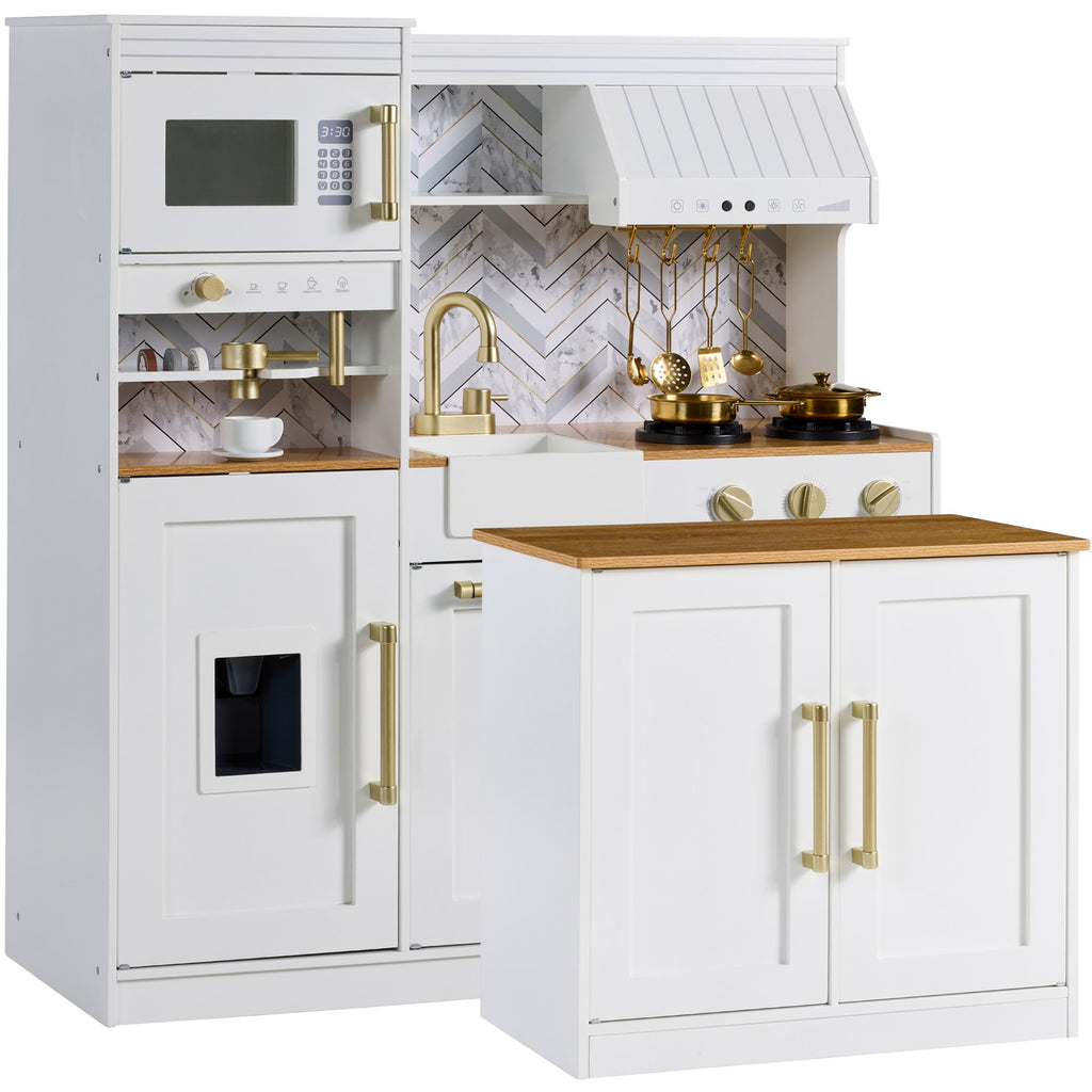 Pretend Kitchen Toy Set for Kids w/Lights Sounds Island Espresso Machine