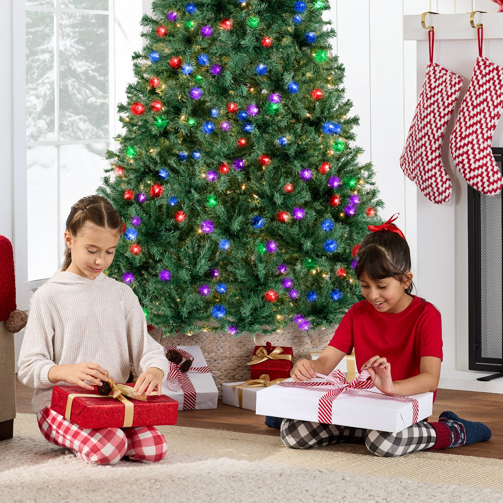 Premium Artificial Pre-Lit Pine Christmas Tree w/ 1,000 Tips 250 Lights