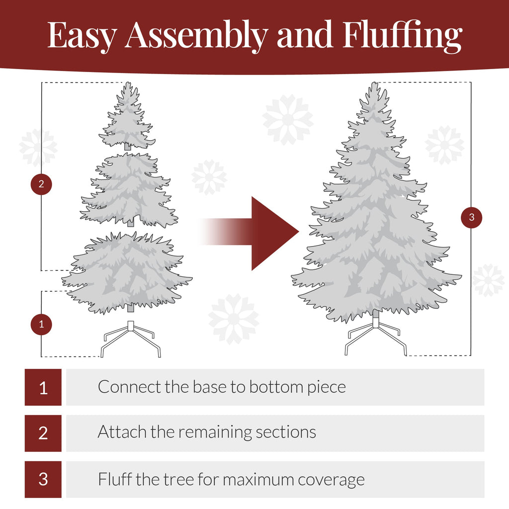 Premium Artificial Pre-Lit Pine Christmas Tree w/ 1,000 Tips 250 Lights
