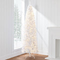 Pre-Lit White Pencil Christmas Tree w/ Metal Base Incandescent Lights