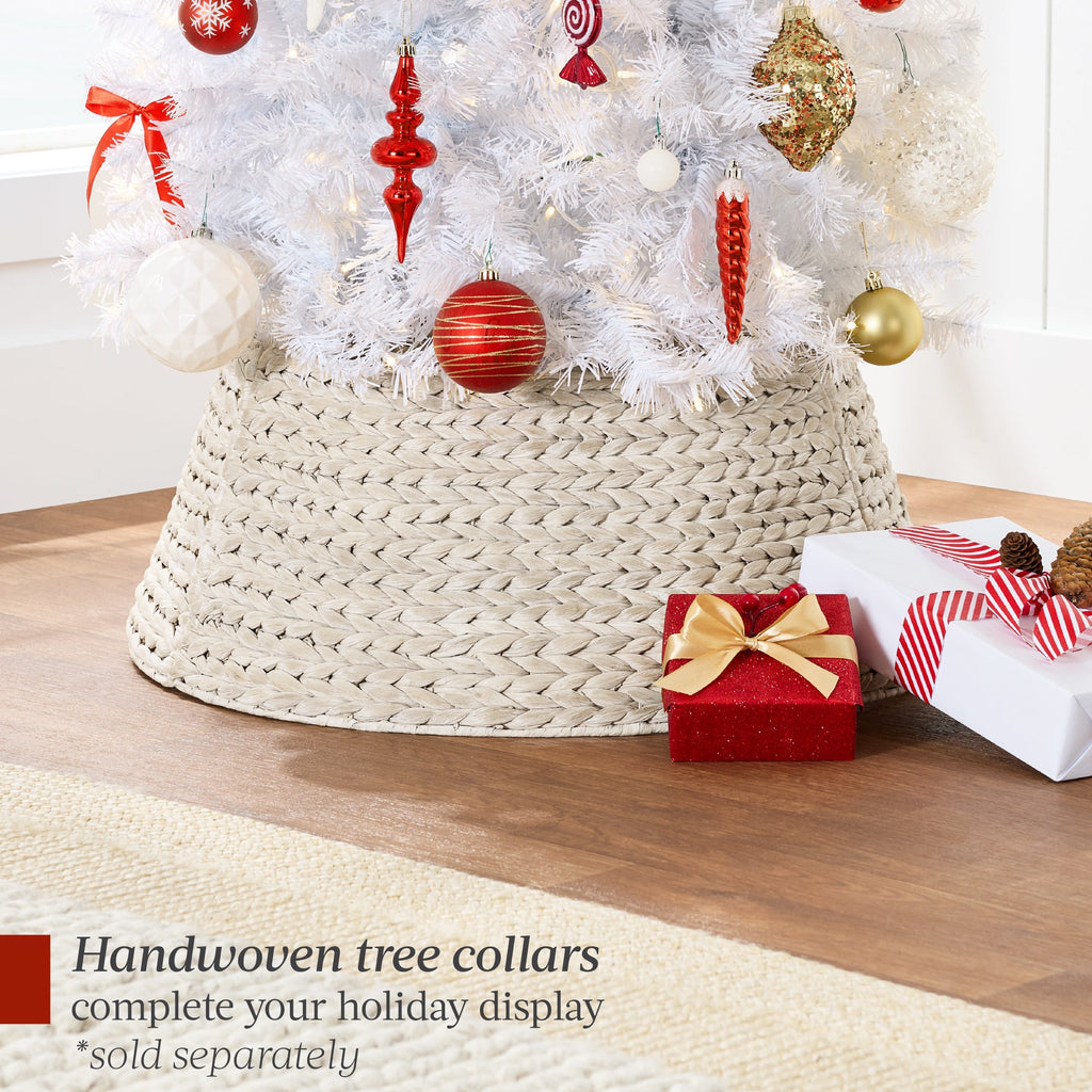 Pre-Lit White Pencil Christmas Tree w/ Metal Base Incandescent Lights