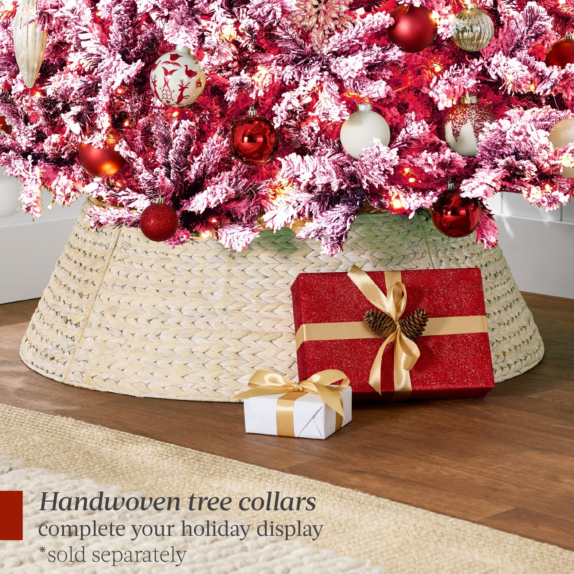 Prelit Pink Christmas Tree Snow Flocked Full Holiday Decor w/ Metal Base