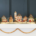 Pre-Lit Wooden Christmas Village Winter Mantel Decor w/ 20 LED Lights