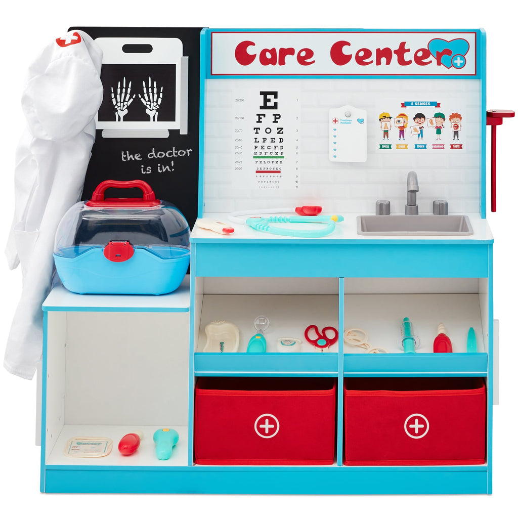Pretend Play Doctor's Office Kids Wooden Toy Set w/ Accessories Included
