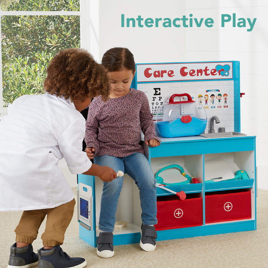 Pretend Play Doctor's Office Kids Wooden Toy Set w/ Accessories Included