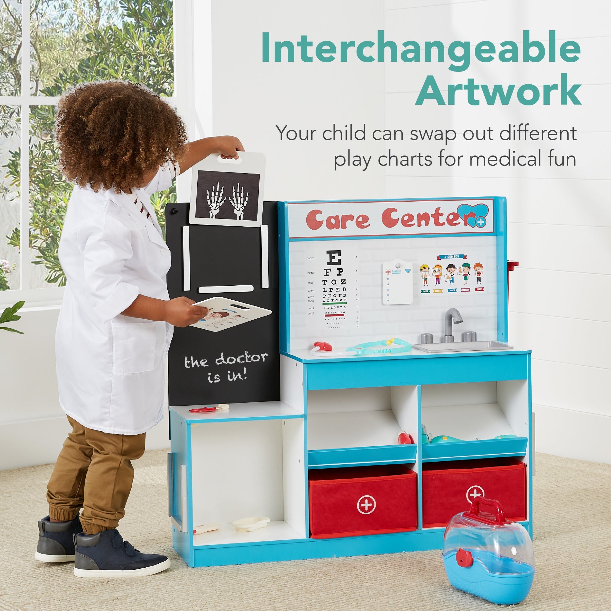 Pretend Play Doctor's Office Kids Wooden Toy Set w/ Accessories Included