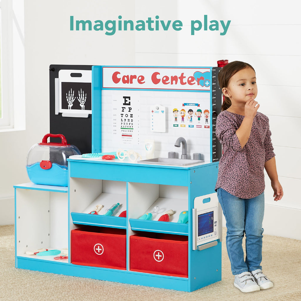 Pretend Play Doctor's Office Kids Wooden Toy Set w/ Accessories Included