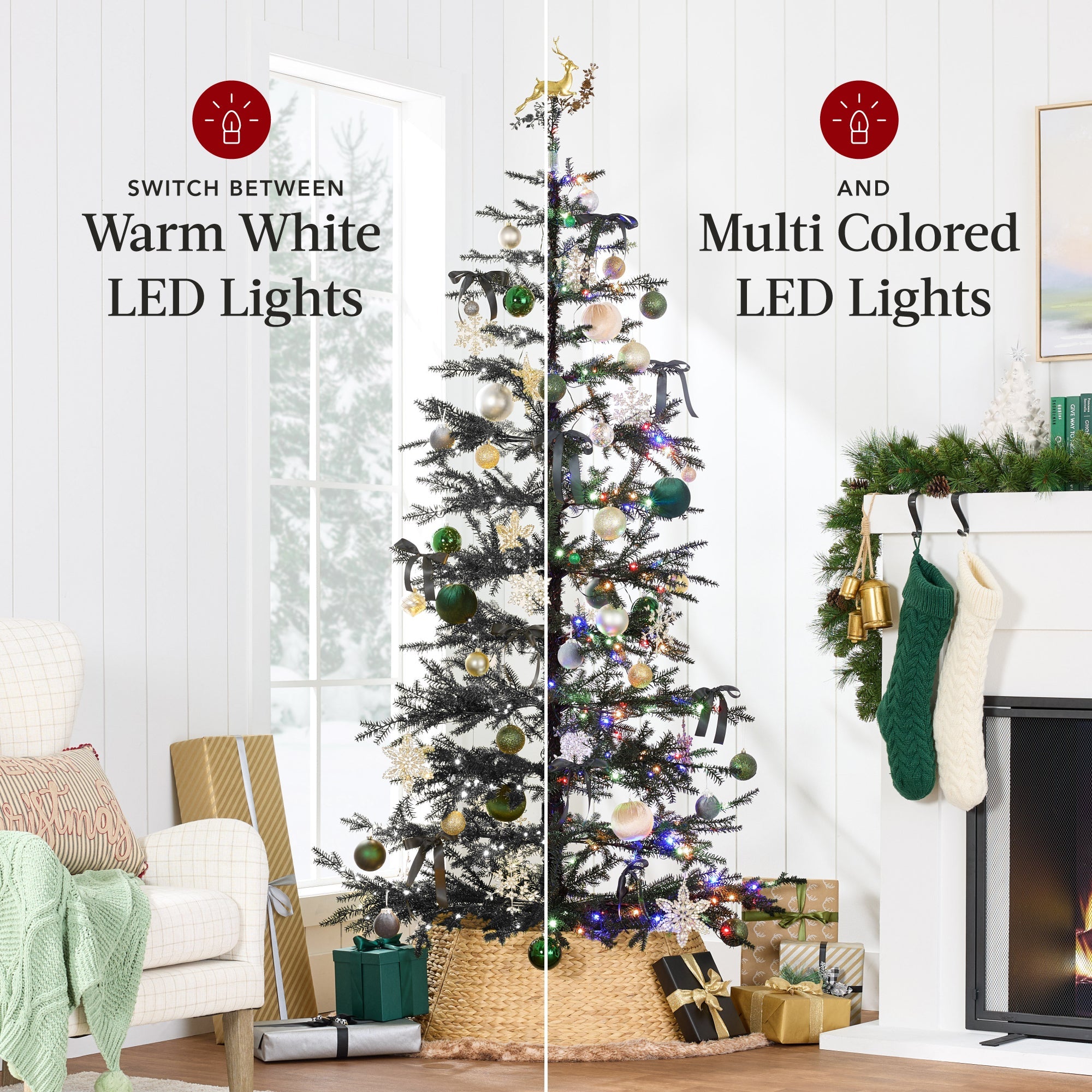 Pre-Lit Sparse Christmas Tree w/ 2-in-1 LED Lights Cordless Connection